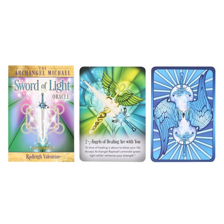 Polished The Archangel Michael Sword Of Light Oracle Cards featuring natural patterning and unique variations - Positive Faith Hope Love