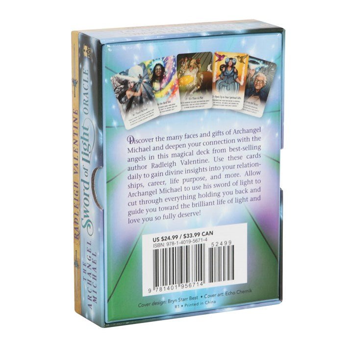 Polished The Archangel Michael Sword Of Light Oracle Cards featuring natural patterning and unique variations - Positive Faith Hope Love