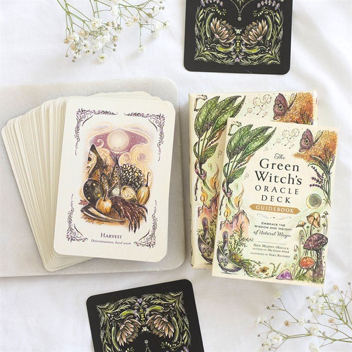 Polished The Green Witch's Oracle Cards featuring natural patterning and unique variations - Positive Faith Hope Love