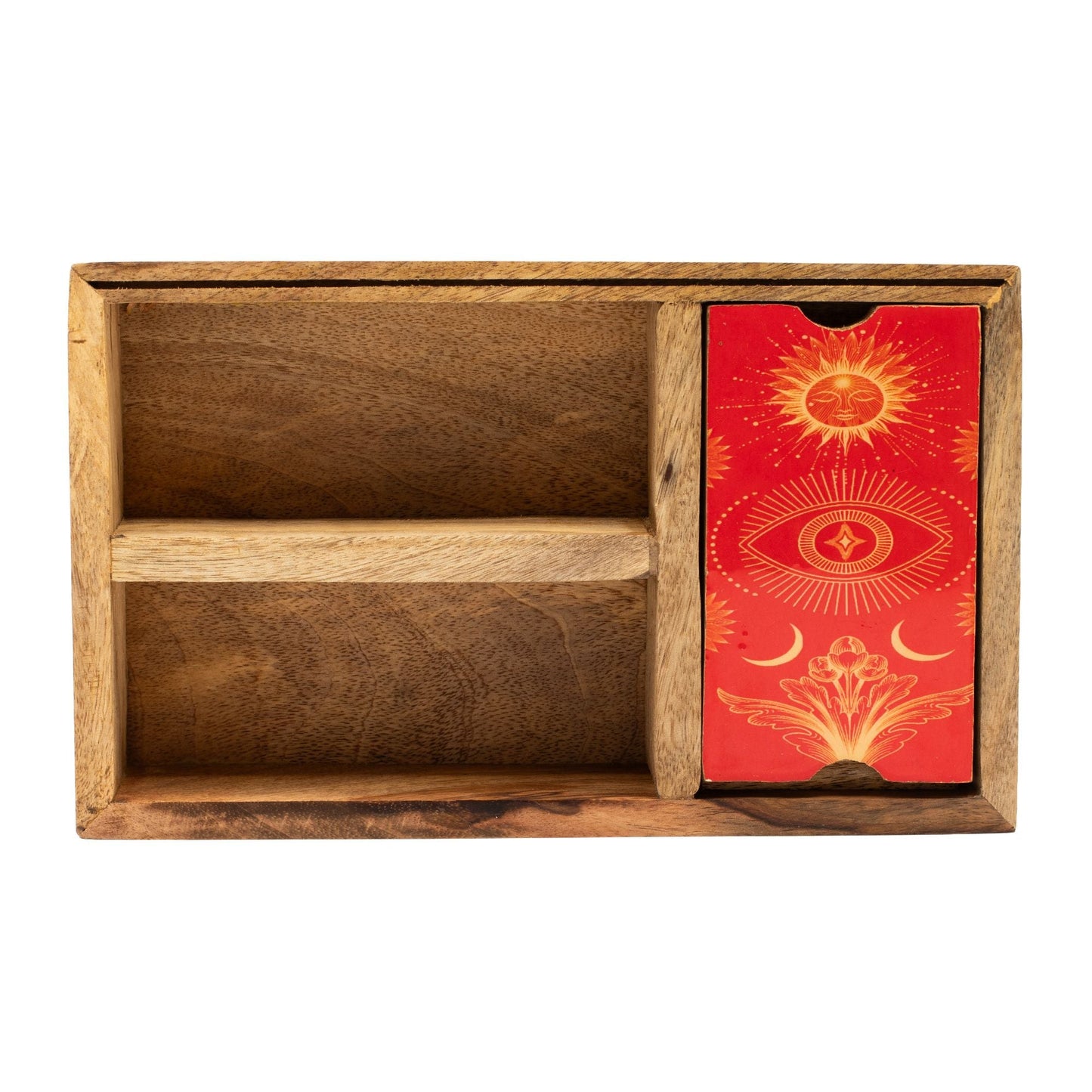 Three Section Tarot Box with Card Holder - Positive Faith Hope Love
