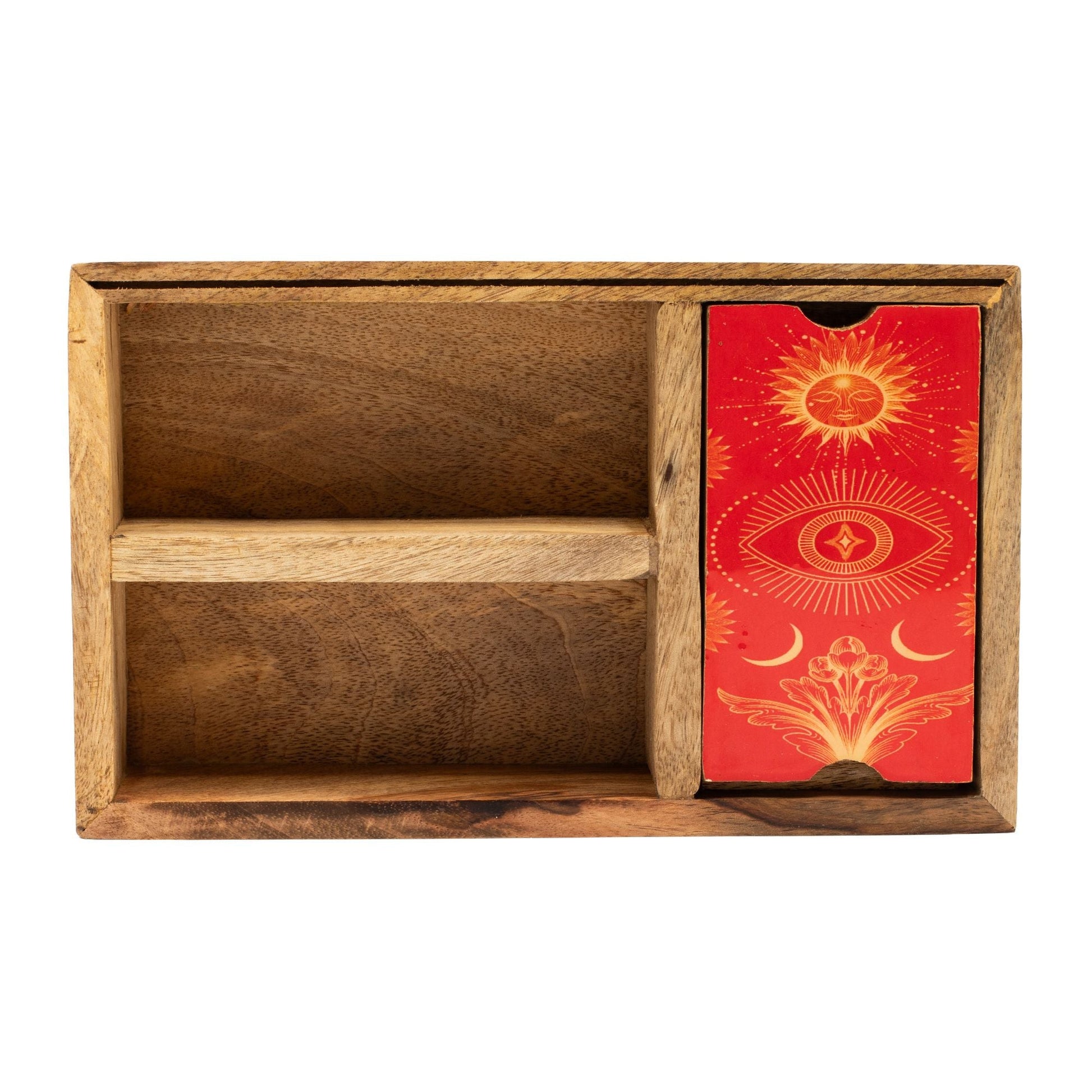 Three Section Tarot Box with Card Holder - Positive Faith Hope Love