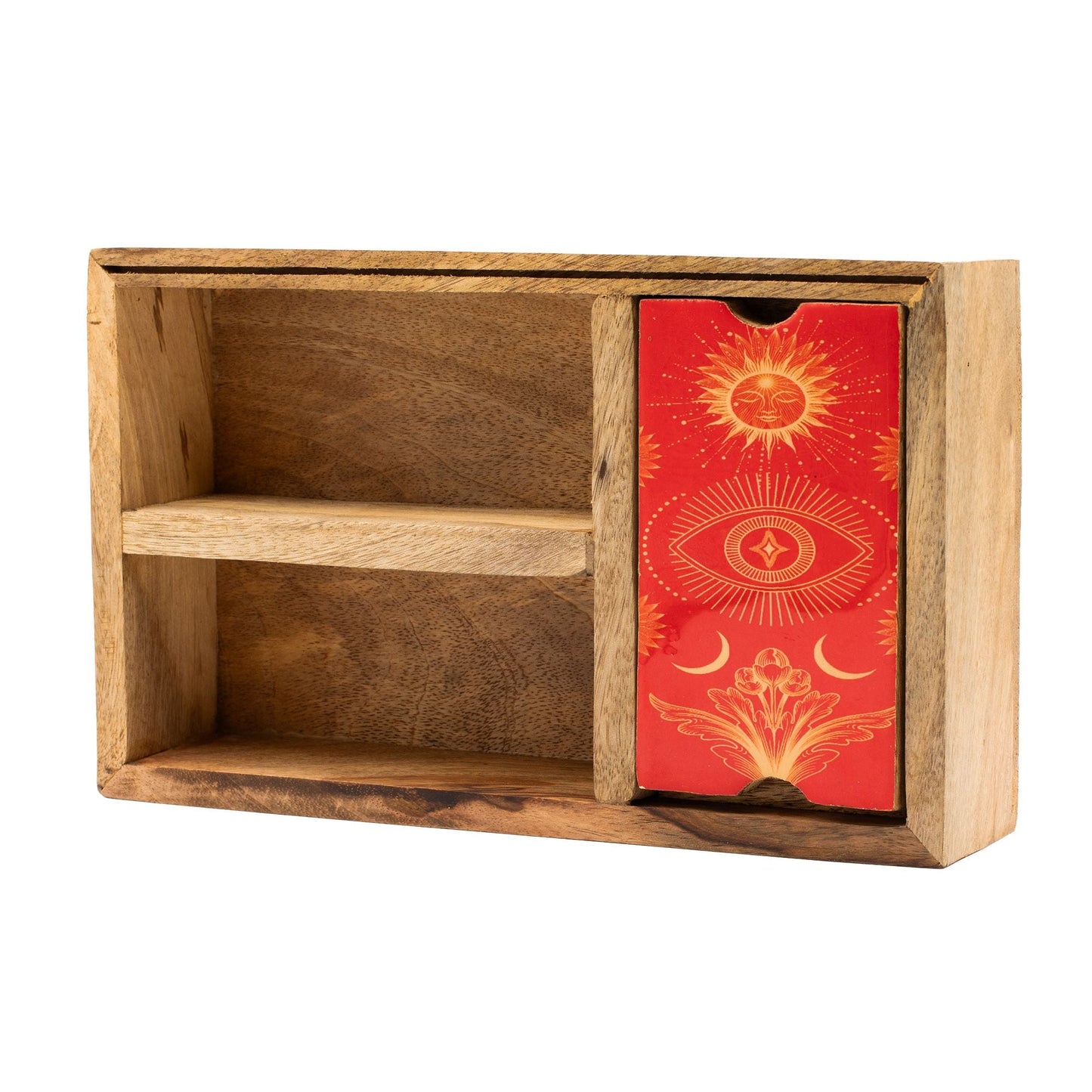 Three Section Tarot Box with Card Holder - Positive Faith Hope Love