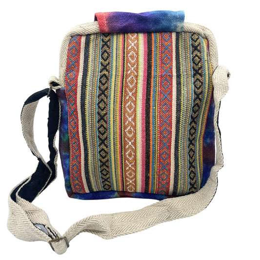 Polished Tiedye Hemp Messegner Bag 2 Zip Flop featuring natural patterning and unique variations - Positive Faith Hope Love