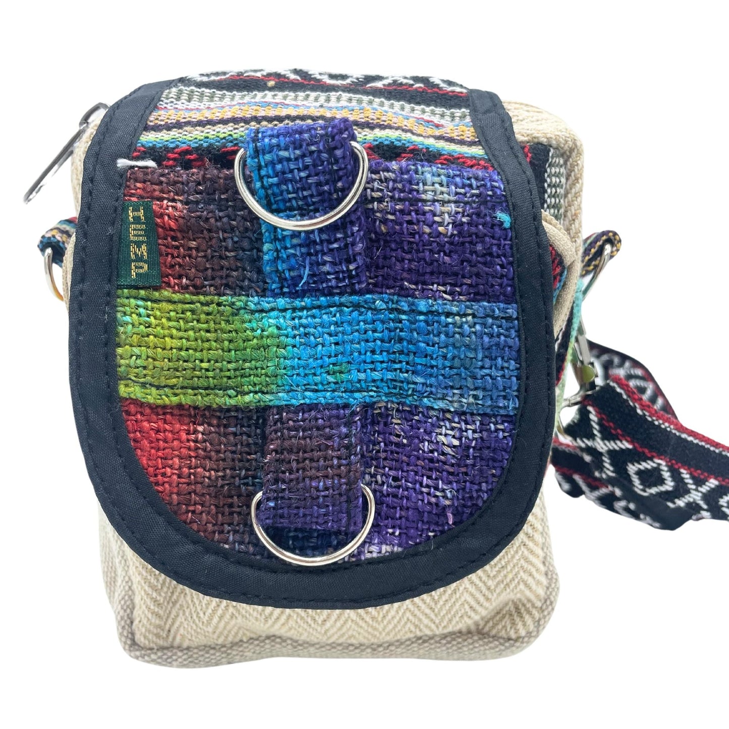 Polished Tiedye Hemp Messenger Bag featuring natural patterning and unique variations - Positive Faith Hope Love