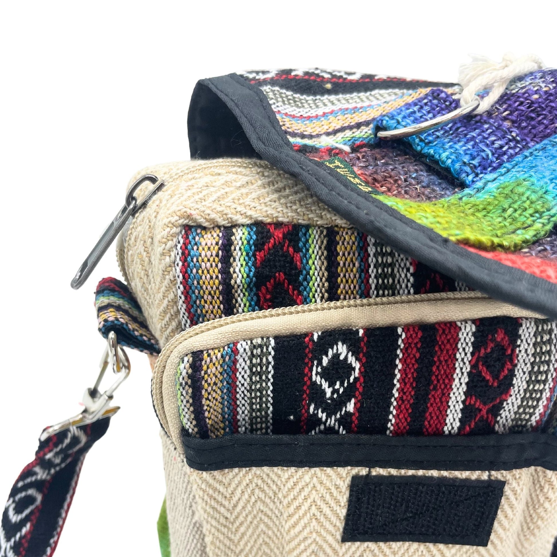 Polished Tiedye Hemp Messenger Bag featuring natural patterning and unique variations - Positive Faith Hope Love