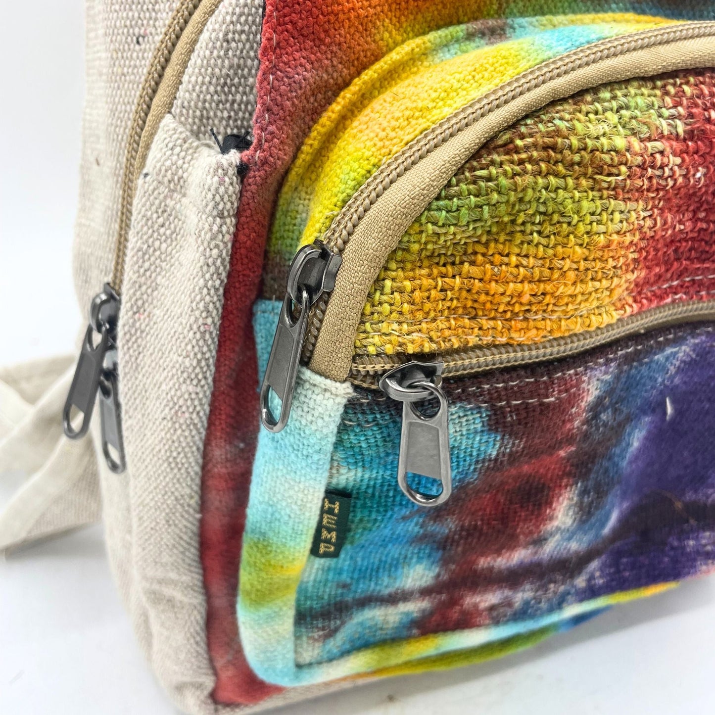 Polished Tiedye Hemp Sling Shoulder Bag featuring natural patterning and unique variations - Positive Faith Hope Love