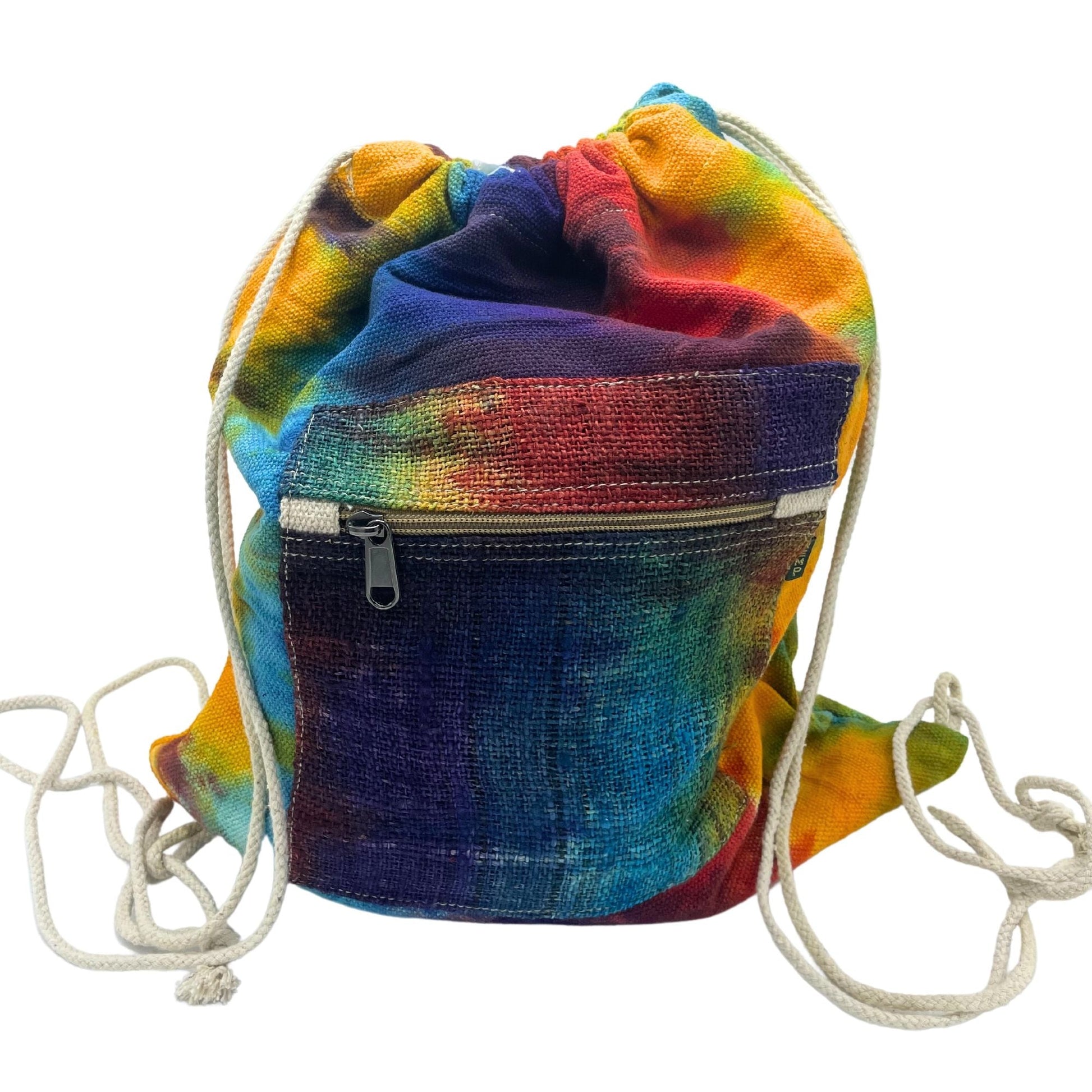 Polished Tiedye Hemp String Bag featuring natural patterning and unique variations - Positive Faith Hope Love