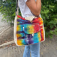 Polished Tiedye Hemp Study Bag With Front Pocket featuring natural patterning and unique variations - Positive Faith Hope Love
