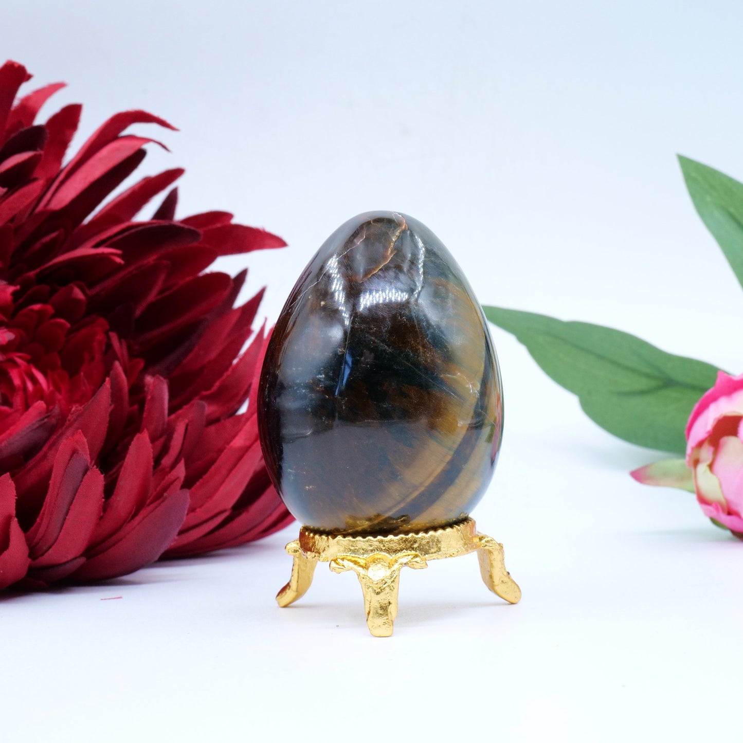 Polished Tiger Eye Egg 151G featuring natural patterning and unique variations - Positive Faith Hope Love