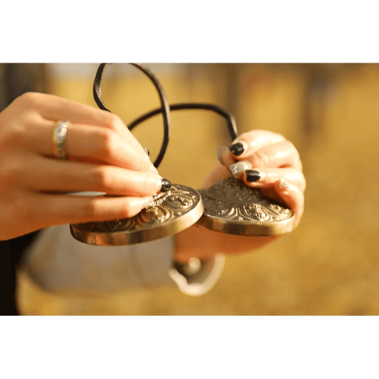 Polished Tingshas 3 15 Ornamental Tingsha Tingsha Or featuring natural patterning and unique variations - Positive Faith Hope Love