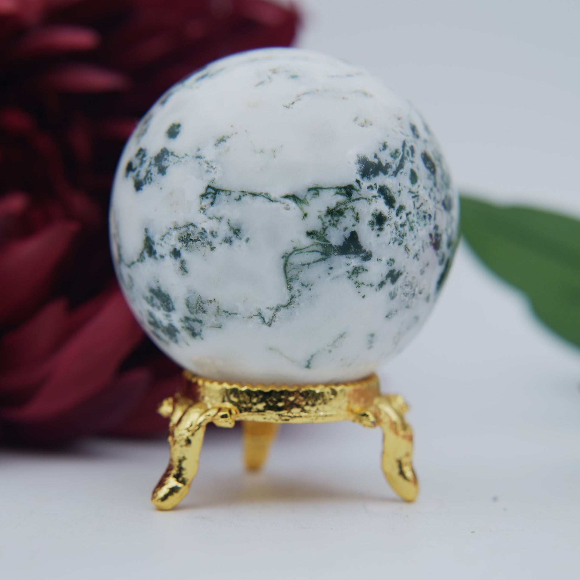 Tree Agate Sphere — 203 g (55 mm) - Positive Faith Hope Love