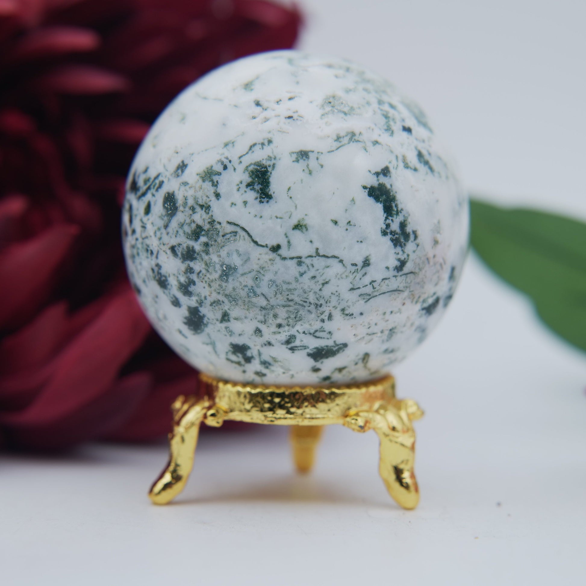 Tree Agate Sphere — 203 g (55 mm) - Positive Faith Hope Love