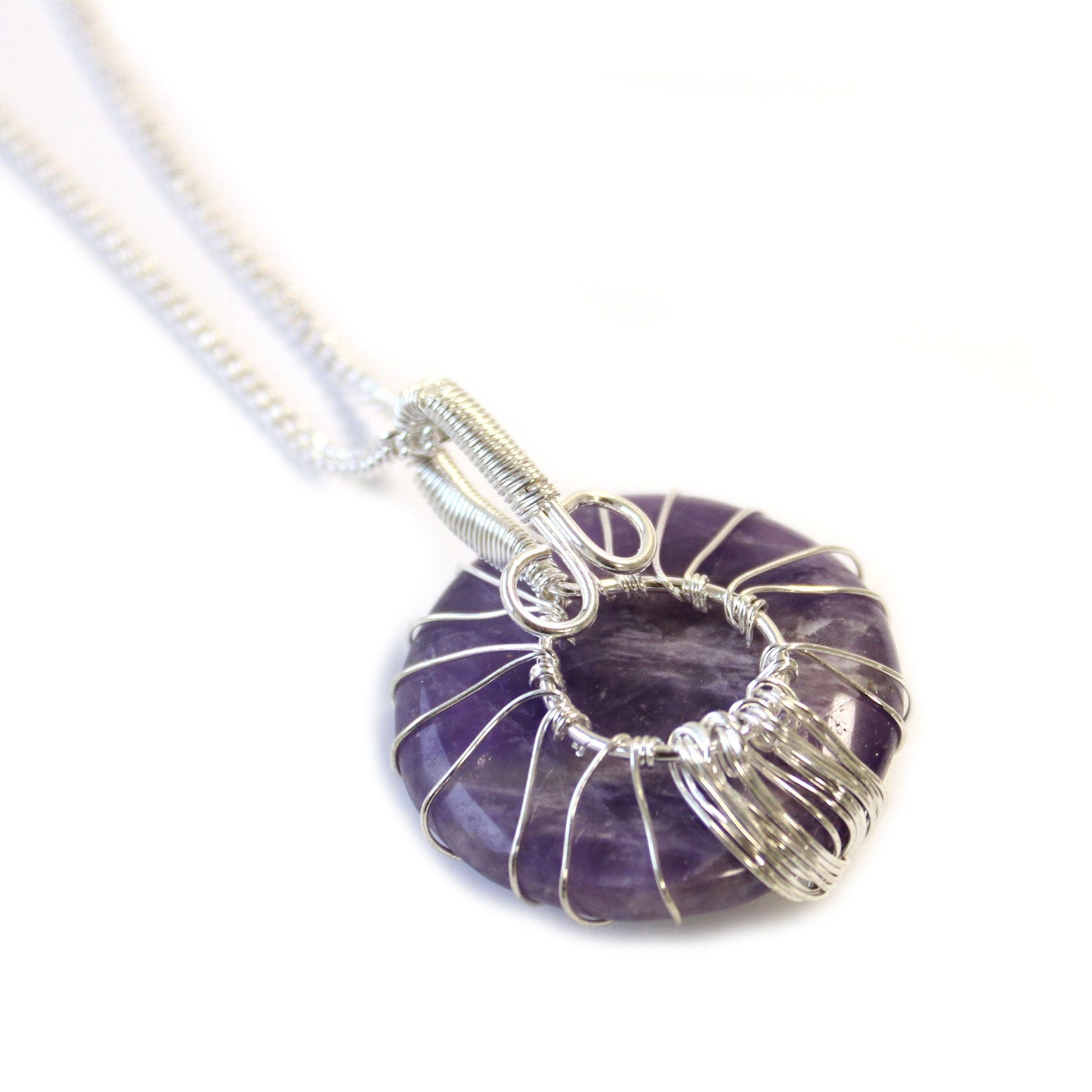 Polished Tree Of Life Gemstone Necklace Amethyst featuring rich purple colour and natural clarity - Positive Faith Hope Love