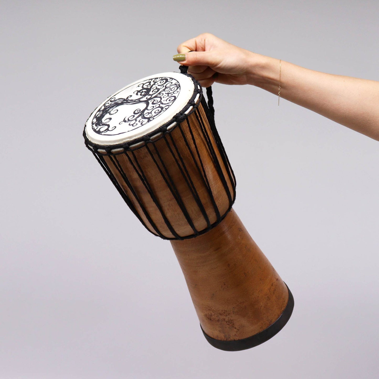 Tree of Life Wide Top Djembe Drum - 18cm - Positive Faith Hope Love