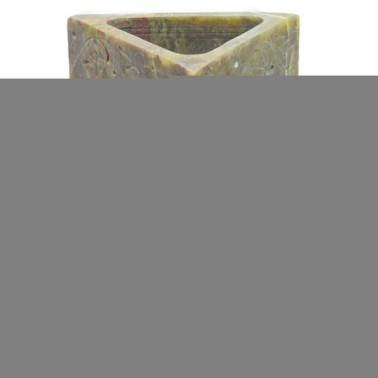Polished Triangle Soapstone Oil Burner 11x9cm - Elephant featuring natural patterning and unique variations - Positive Faith Hope Love