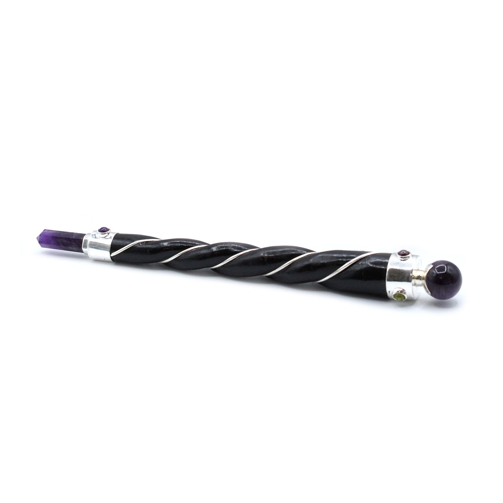 Polished Twisted Healing Wand Silver Amethyst Sphere featuring rich purple colour and natural clarity - Positive Faith Hope Love