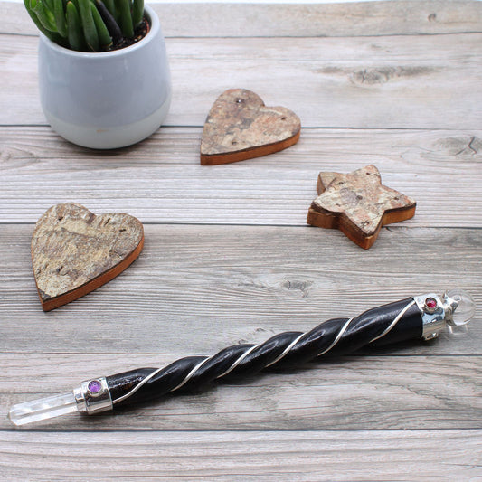 Polished Twisted Healing Wand Silver Rock Quartz Sphere featuring natural patterning and unique variations - Positive Faith Hope Love
