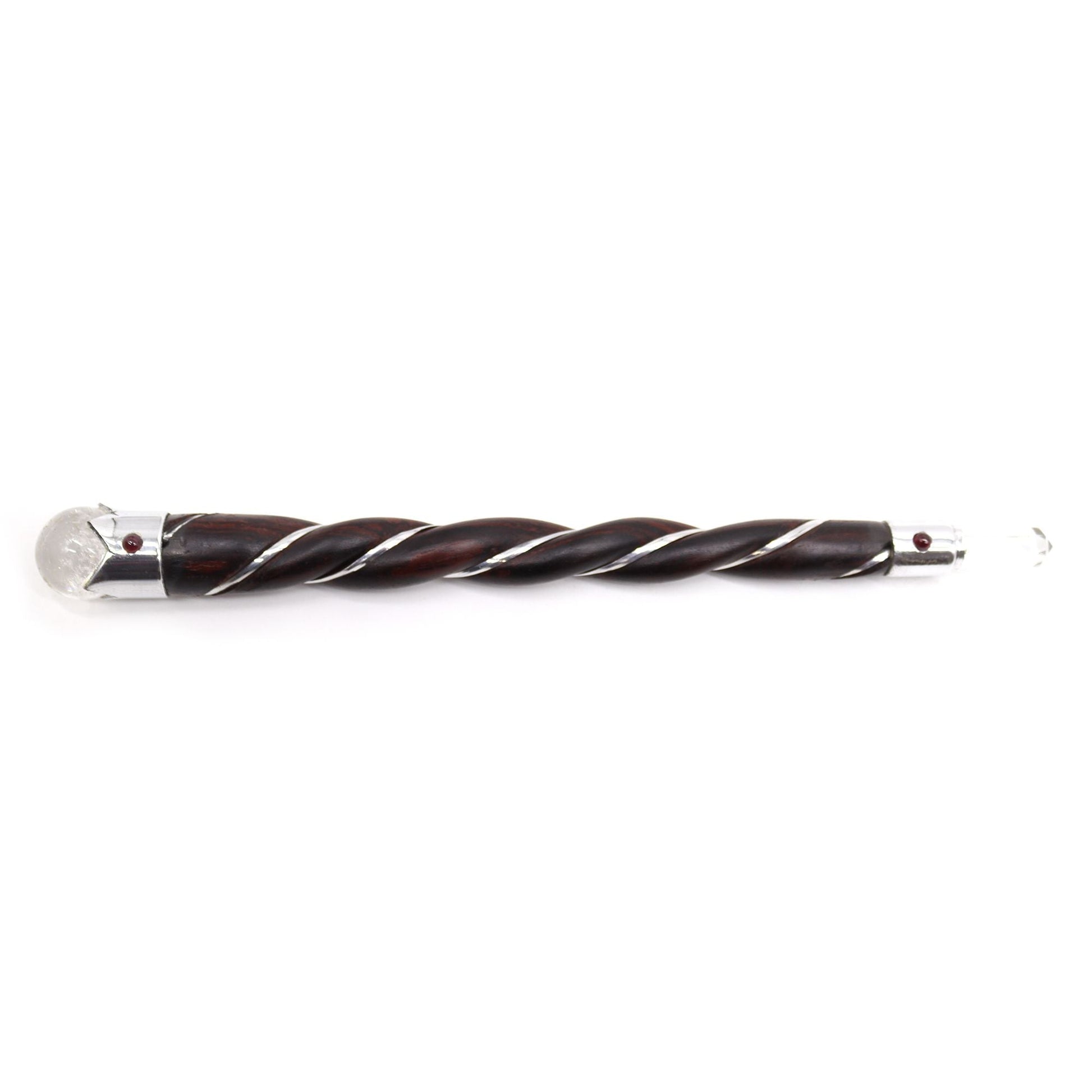 Polished Twisted Wood And Rock Quartz Wand featuring natural patterning and unique variations - Positive Faith Hope Love