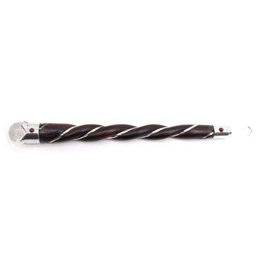 Polished Twisted Wood And Rock Quartz Wand featuring natural patterning and unique variations - Positive Faith Hope Love