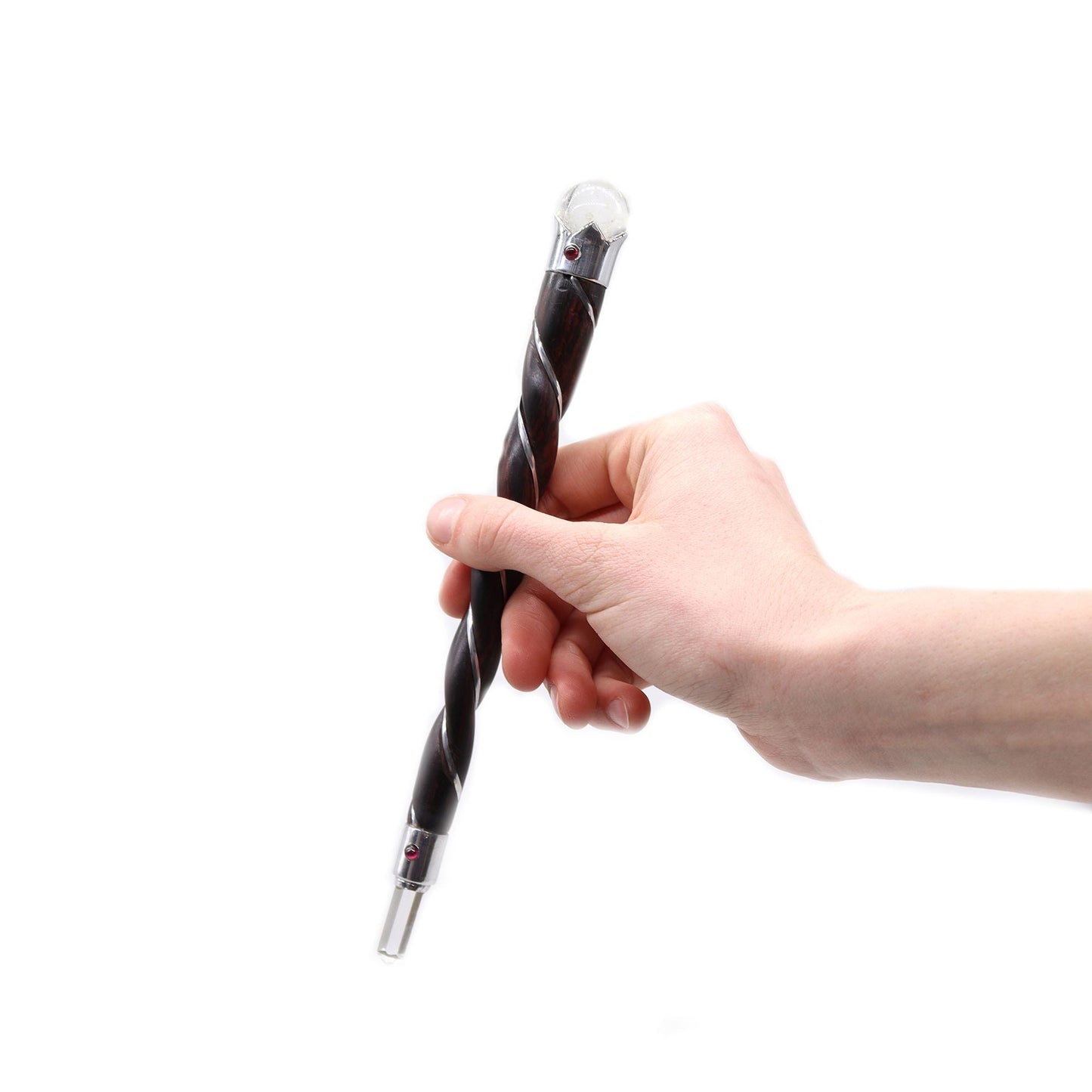 Polished Twisted Wood and Rock Quartz Wand featuring natural patterning and unique variations - Positive Faith Hope Love