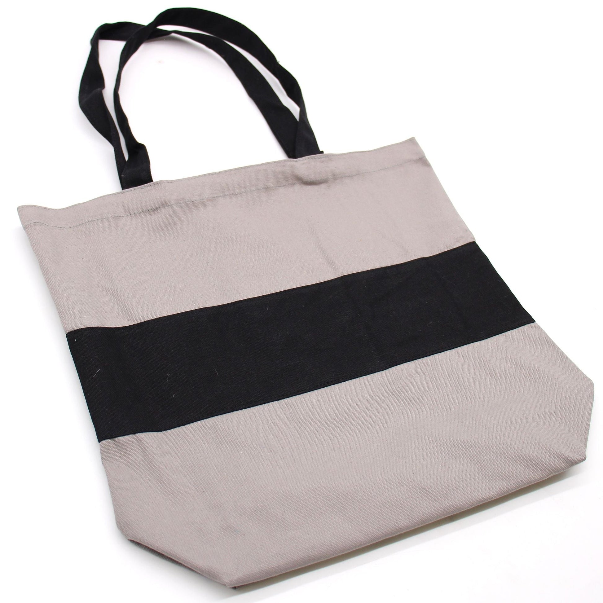 Polished Two Tone Cotton Bag 38X42X12Cm Grey Black 10Oz featuring natural patterning and unique variations - Positive Faith Hope Love