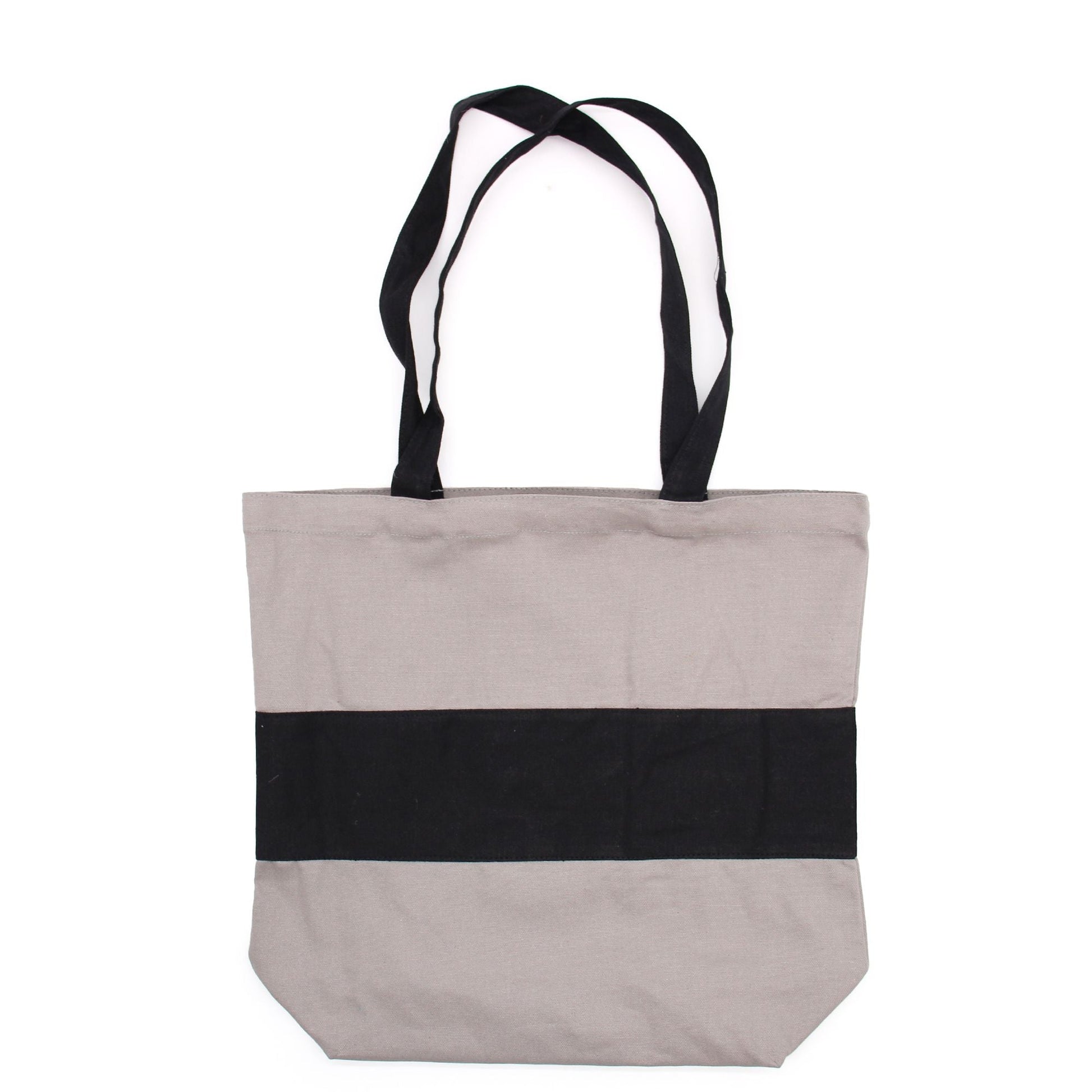 Polished Two Tone Cotton Bag - 38x42x12cm - Grey & Black - 10oz featuring natural patterning and unique variations - Positive Faith Hope Love
