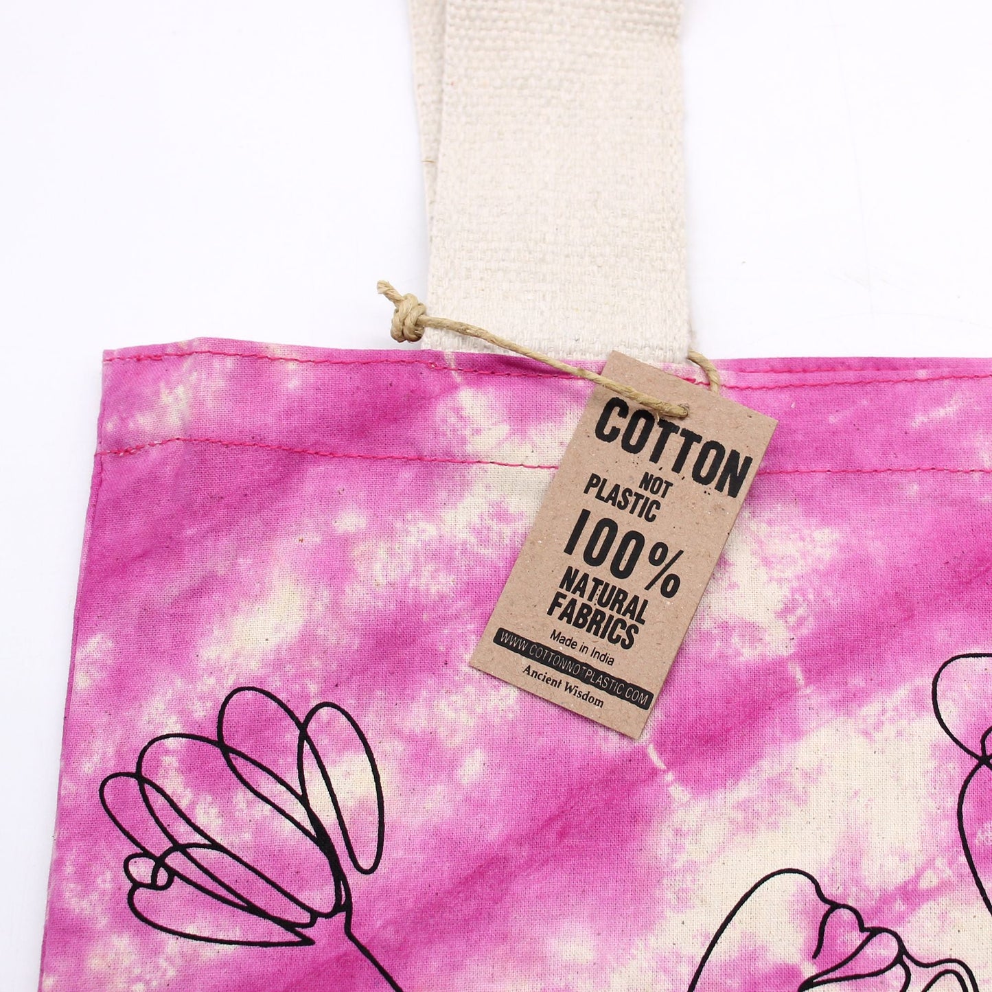 Polished Tye Dye Cotton Bag 6Oz 38X42X12Cm Lotus Buddha Blue Natural Handle featuring natural patterning and unique variations - Positive Faith Hope Love