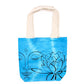 Polished Tye-Dye Cotton Bag (6oz) - 38x42x12cm - Lotus Buddha - Blue - Natural Handle featuring natural patterning and unique variations - Positive Faith Hope Love