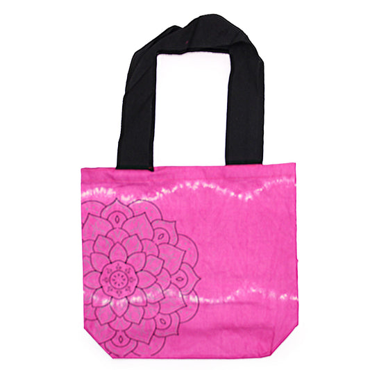 Polished Tye-Dye Cotton Bag (6oz) - 38x42x12cm - Mandela - Magento - Black Handle featuring natural patterning and unique variations - Positive Faith Hope Love