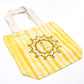 Polished Tye Dye Cotton Bag 6Oz 38X42X12Cm Namaste Hands Yellow Natural Handle featuring natural patterning and unique variations - Positive Faith Hope Love