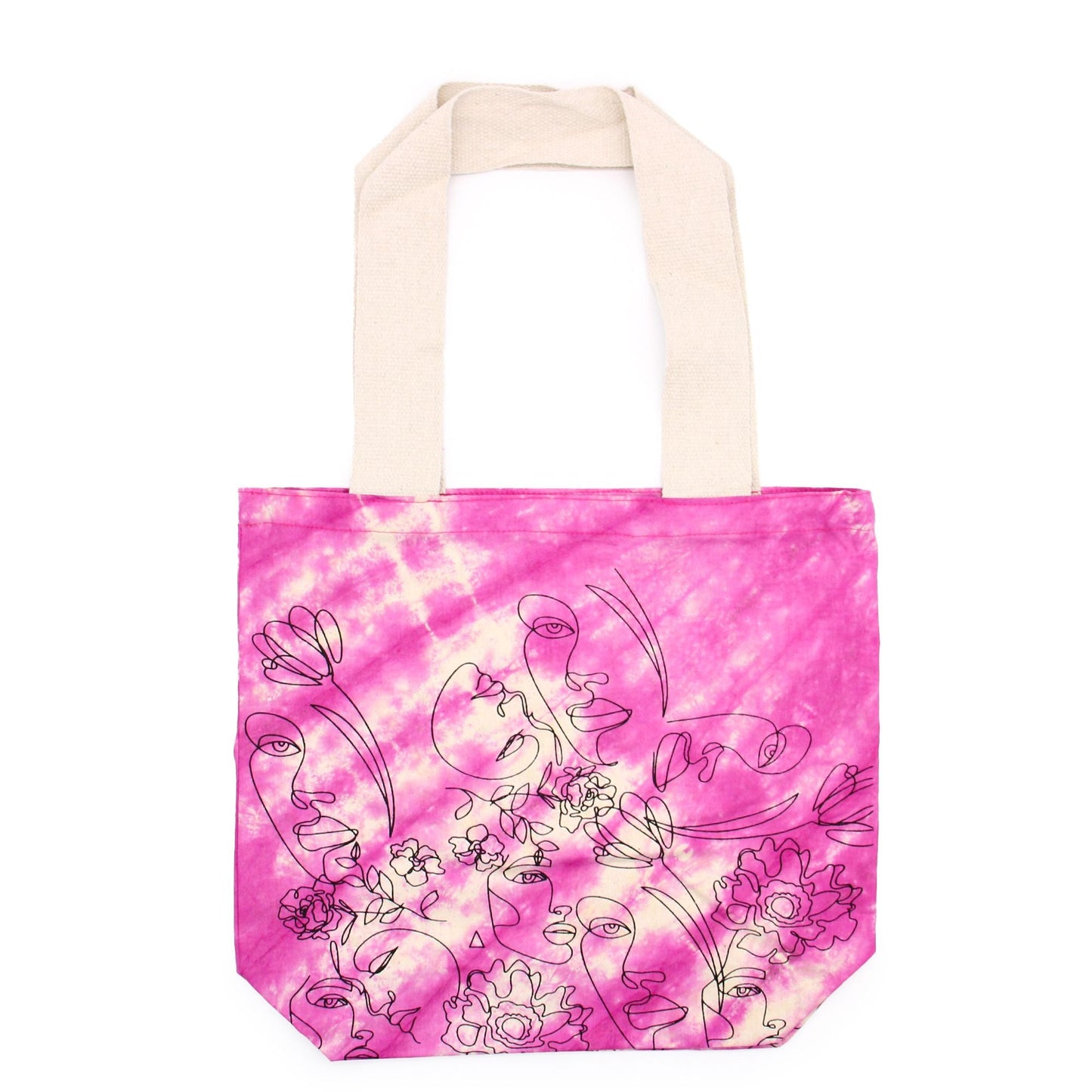 Polished Tye-Dye Cotton Bag (6oz) - 38x42x12cm - Pretty Face - Magento - Natural Handle featuring natural patterning and unique variations - Positive Faith Hope Love