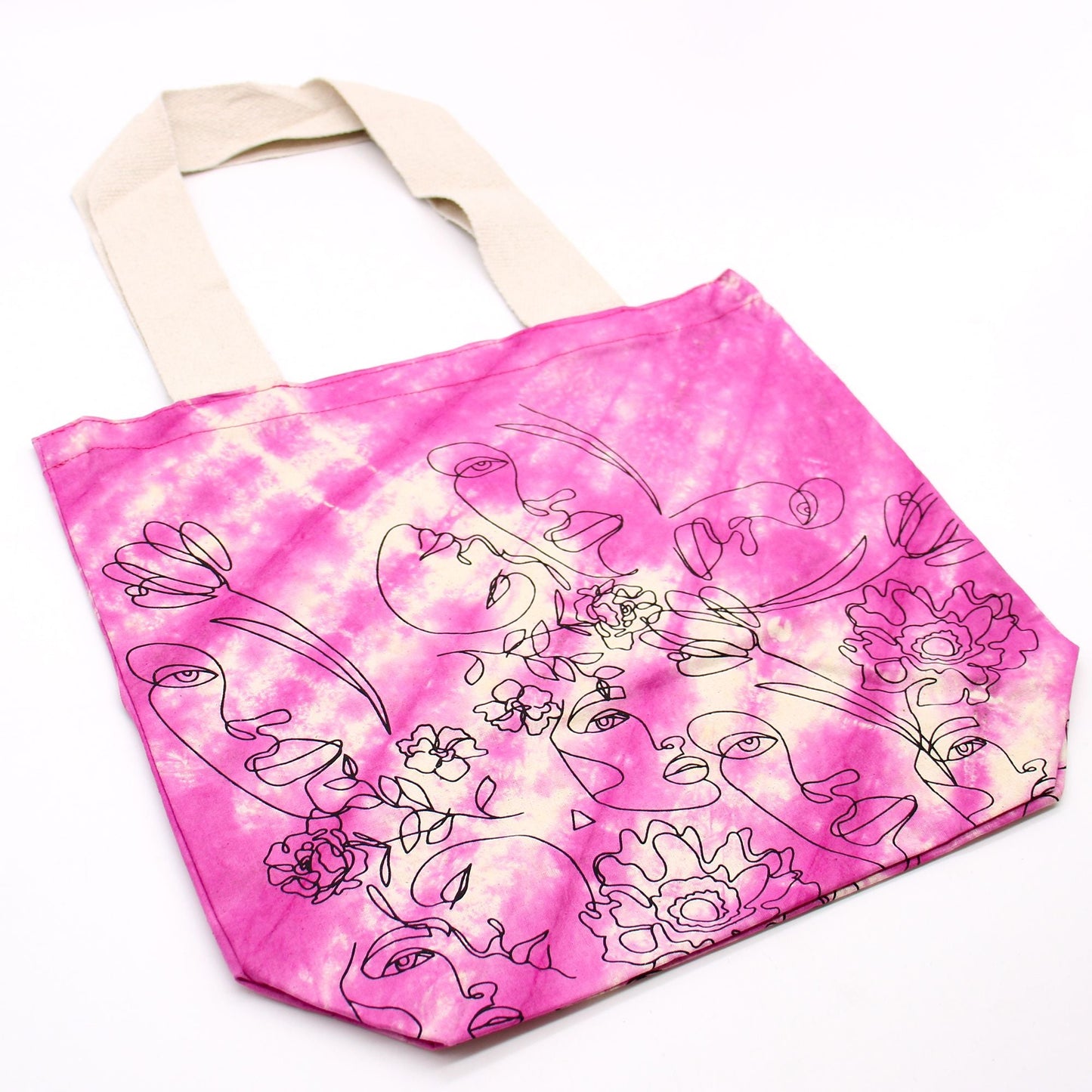 Polished Tye Dye Cotton Bag 6Oz 38X42X12Cm Pretty Face Magento Natural Handle featuring natural patterning and unique variations - Positive Faith Hope Love