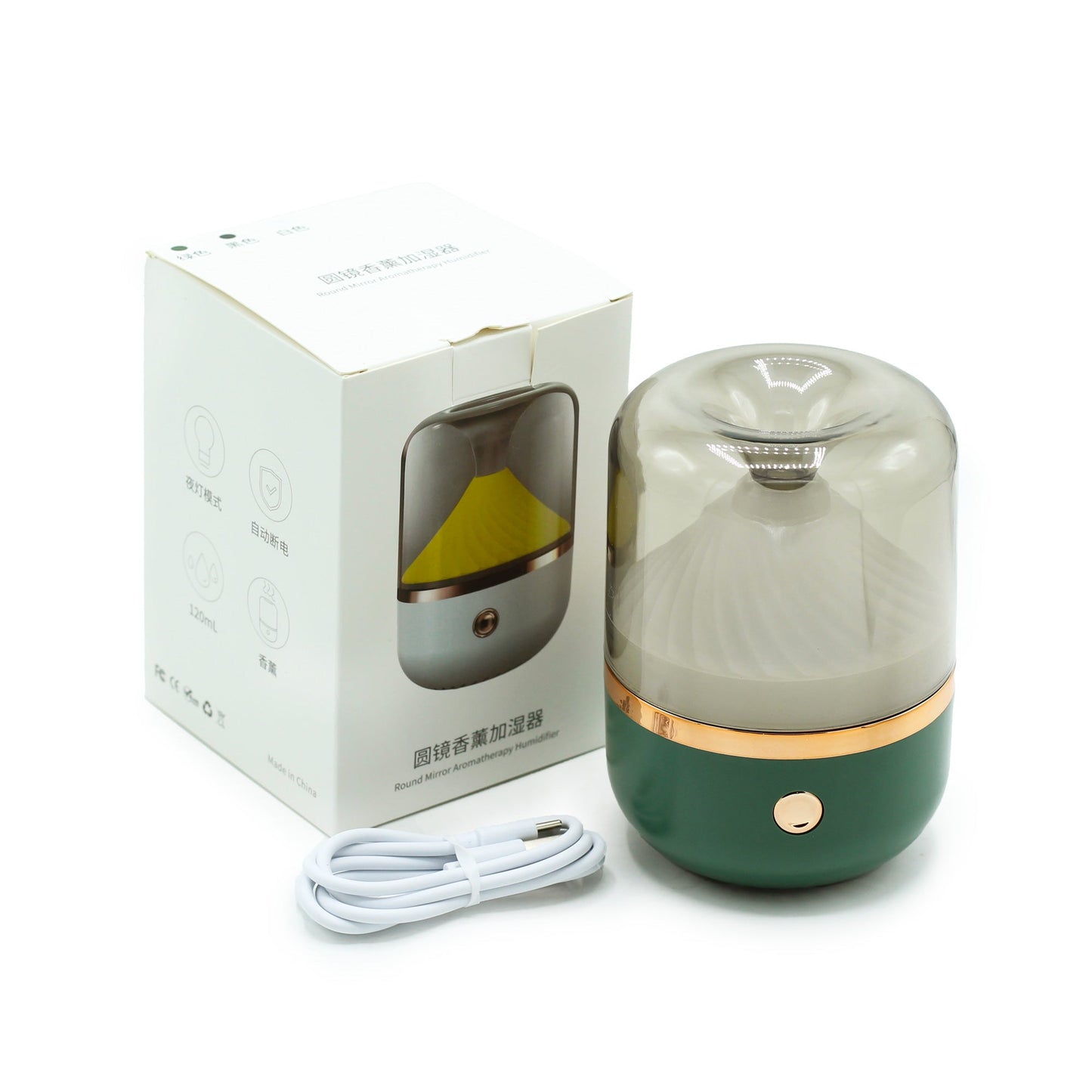 Urban Aroma Diffuser Green & Bronze - USB - Colour Change - Positive Faith Hope Love