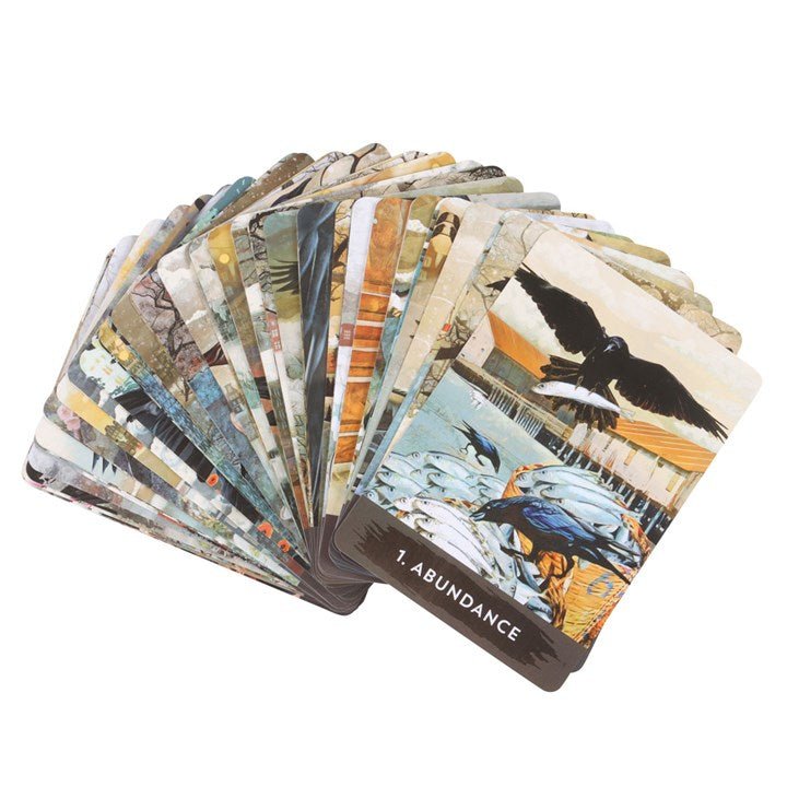 Polished Urban Crow Oracle Cards featuring natural patterning and unique variations - Positive Faith Hope Love