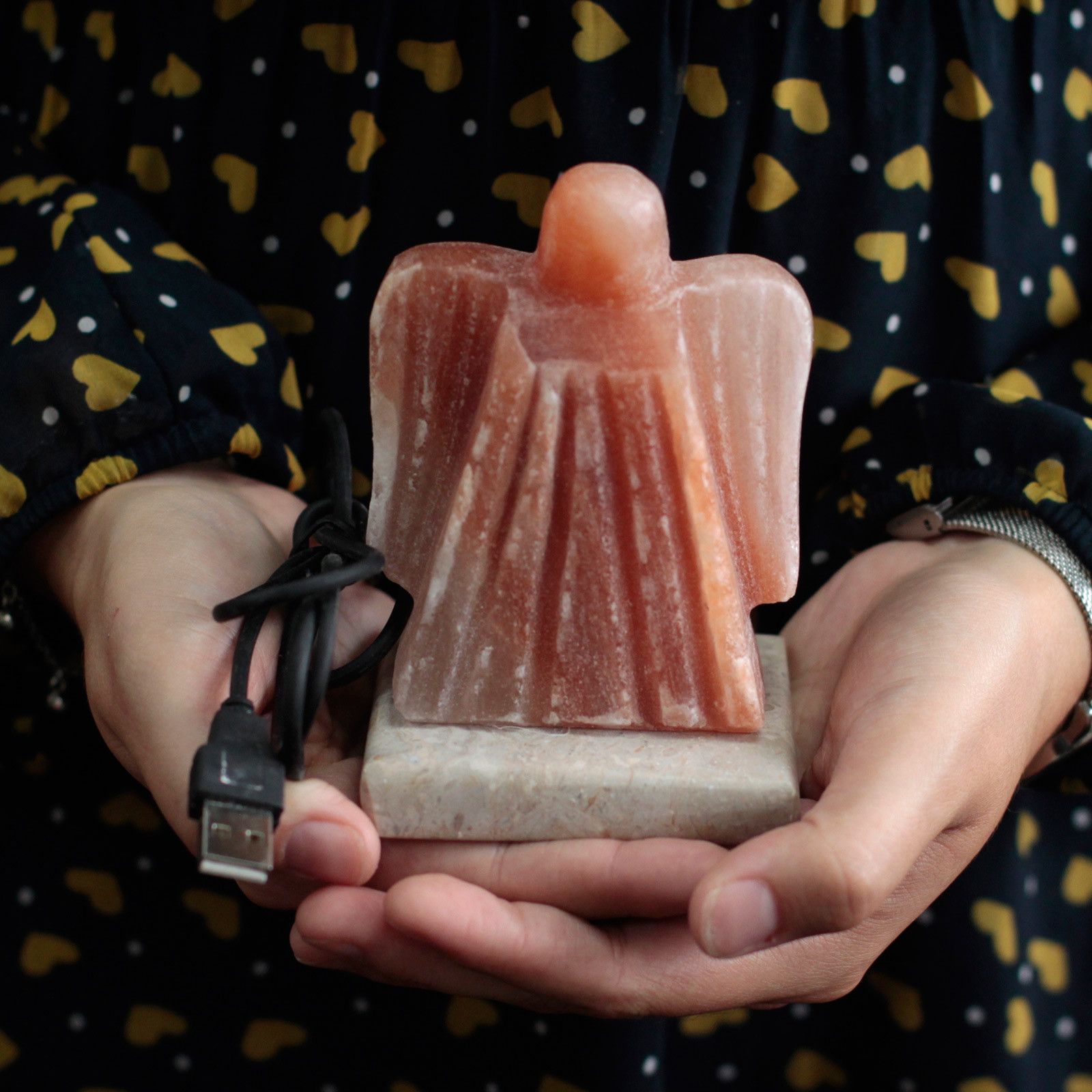 Polished Usb Angel Shaped Multi featuring natural patterning and unique variations - Positive Faith Hope Love