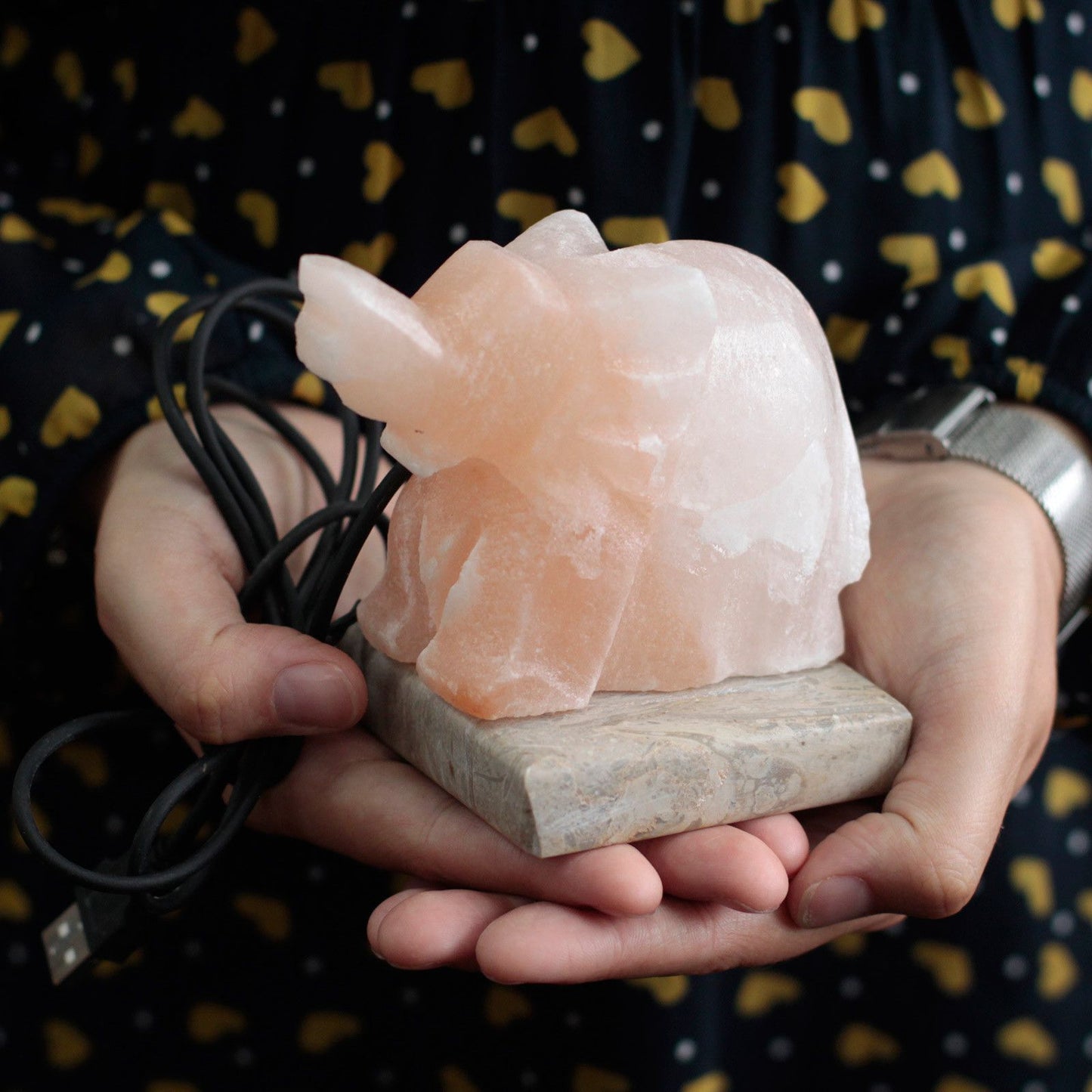 Polished Usb Elephant Shaped Multi featuring natural patterning and unique variations - Positive Faith Hope Love