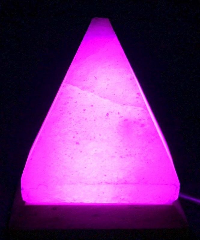 Polished Usb Pyramid Salt Lamp 9 Cm Multi featuring natural patterning and unique variations - Positive Faith Hope Love