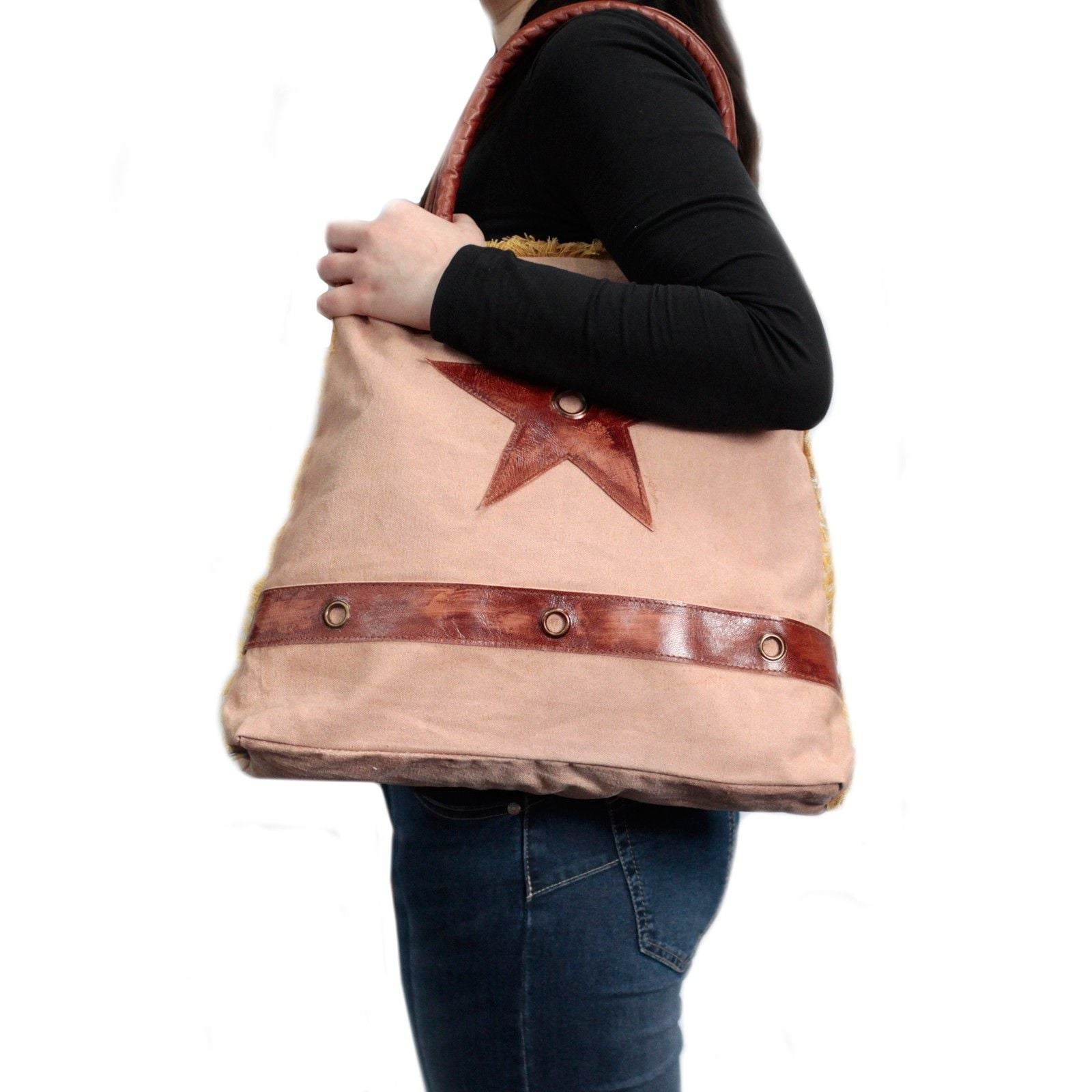 Polished Vintage Bag Big Star featuring natural patterning and unique variations - Positive Faith Hope Love