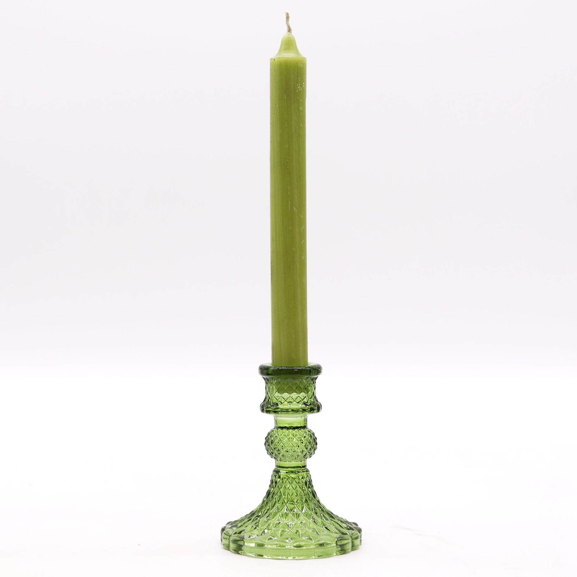 Polished Vintage Dinner Candle Holder Garden Jade featuring serene green tone and smooth polish - Positive Faith Hope Love
