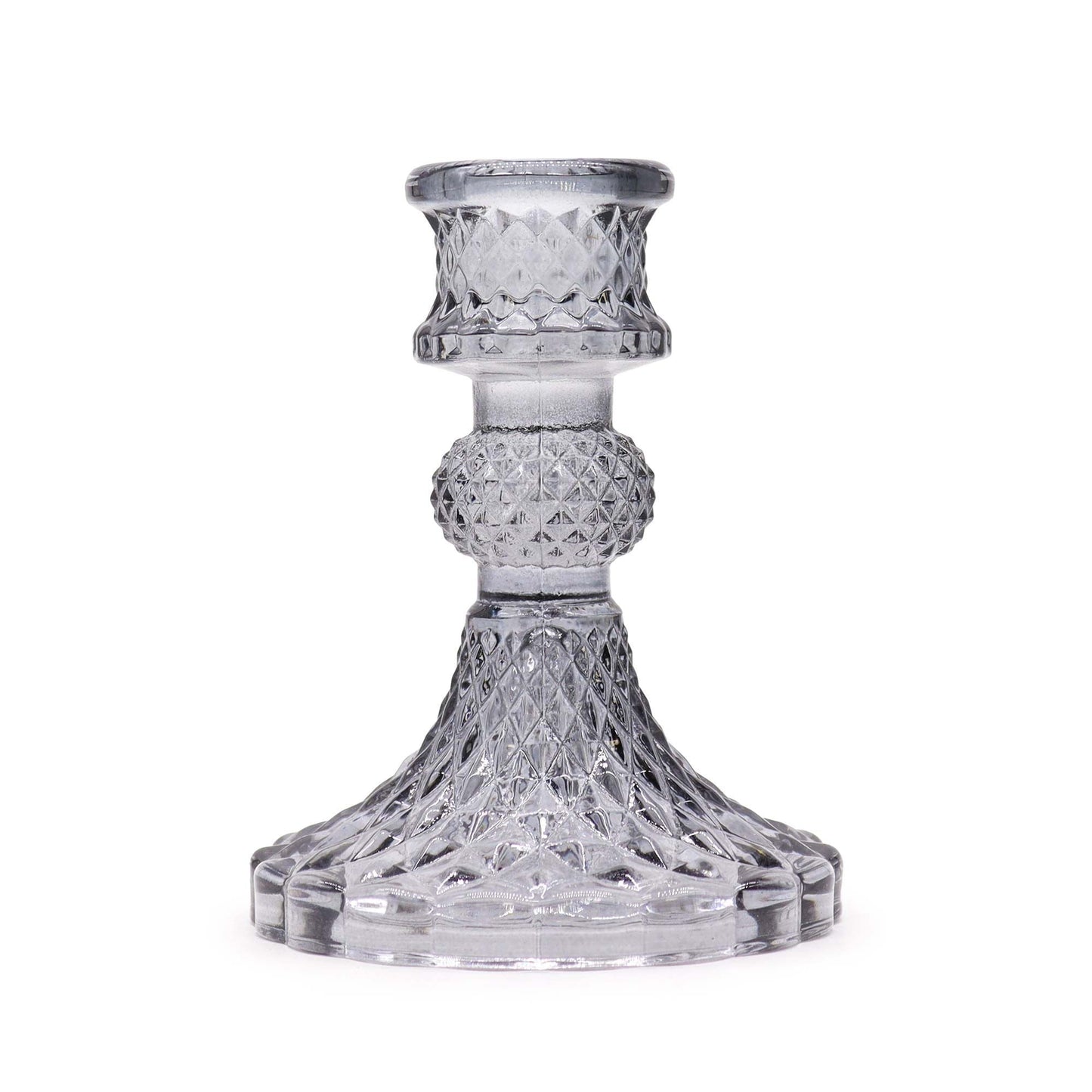 Polished Vintage Dinner Candle Holder - Midnight Grey featuring natural patterning and unique variations - Positive Faith Hope Love