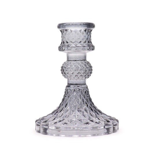 Polished Vintage Dinner Candle Holder - Midnight Grey featuring natural patterning and unique variations - Positive Faith Hope Love