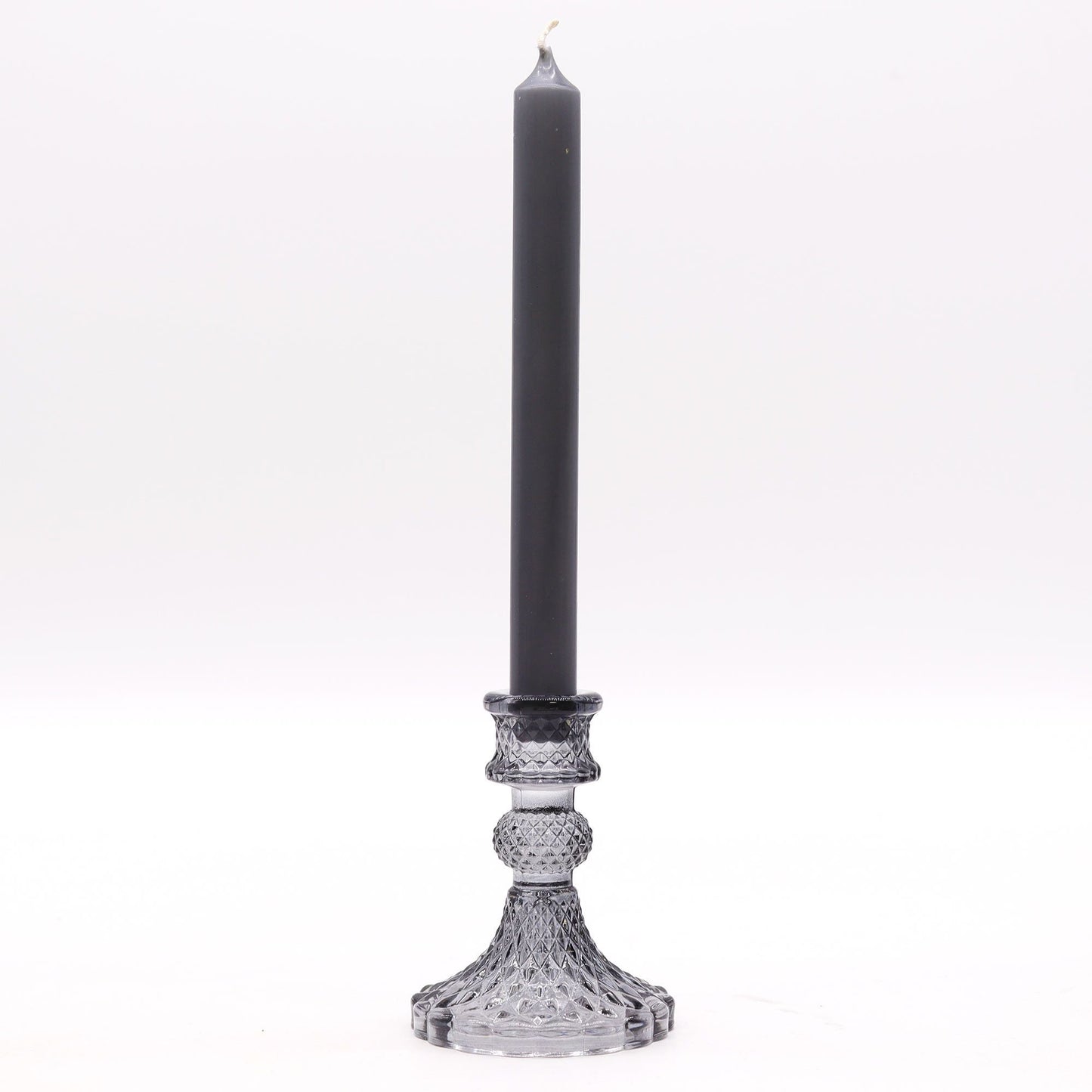 Polished Vintage Dinner Candle Holder Midnight Grey featuring natural patterning and unique variations - Positive Faith Hope Love