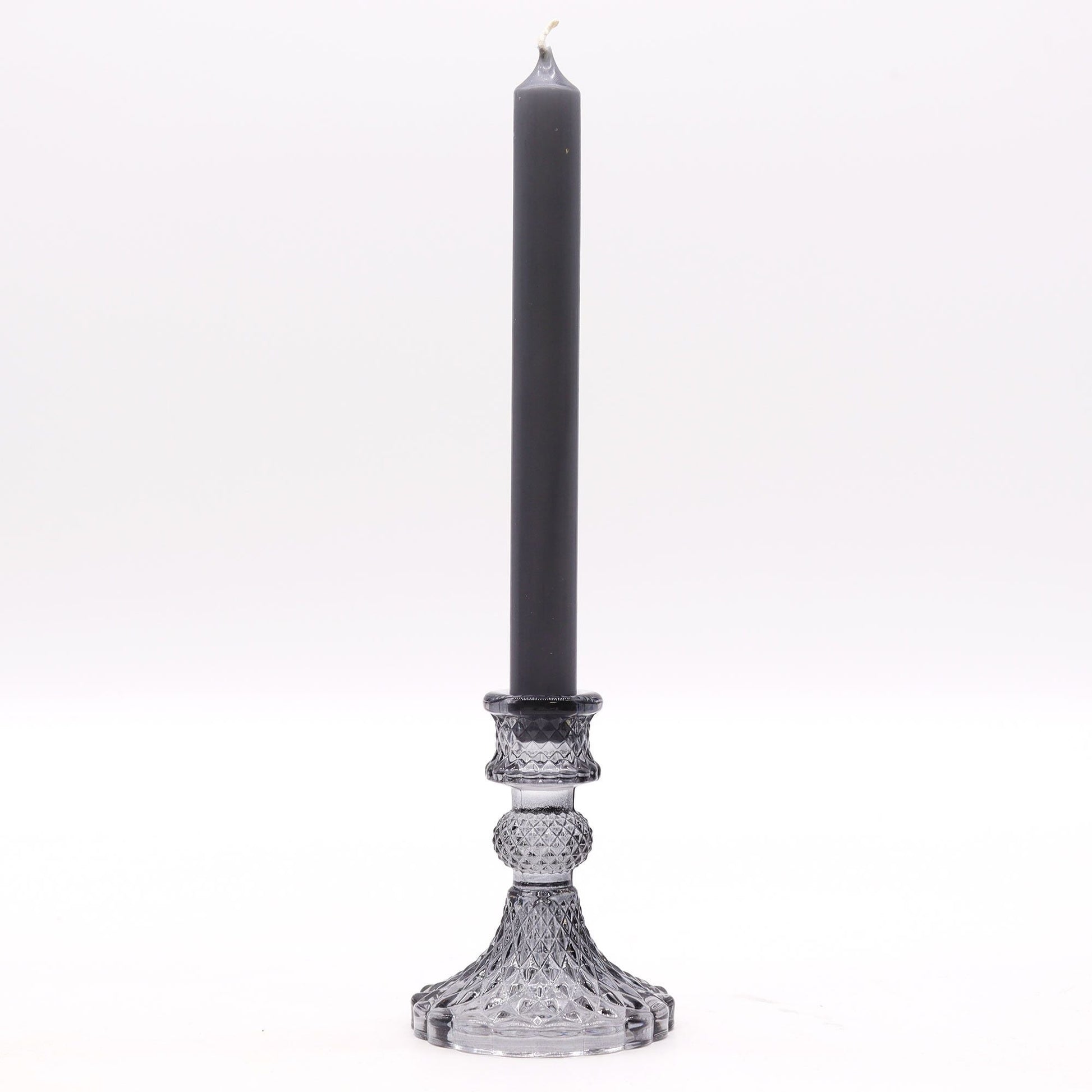 Polished Vintage Dinner Candle Holder Midnight Grey featuring natural patterning and unique variations - Positive Faith Hope Love