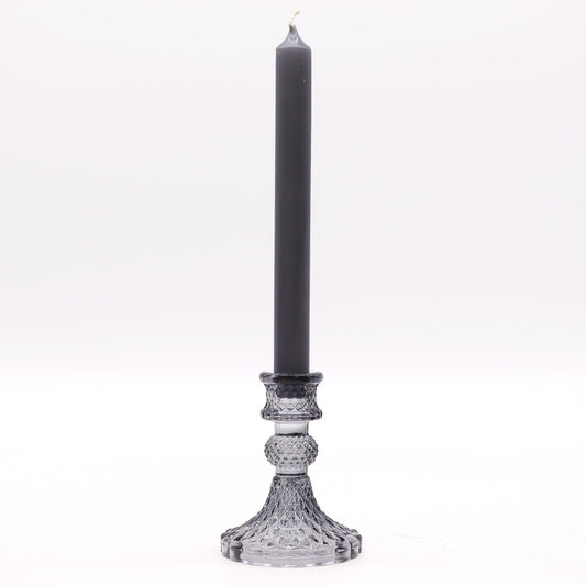 Polished Vintage Dinner Candle Holder Midnight Grey featuring natural patterning and unique variations - Positive Faith Hope Love