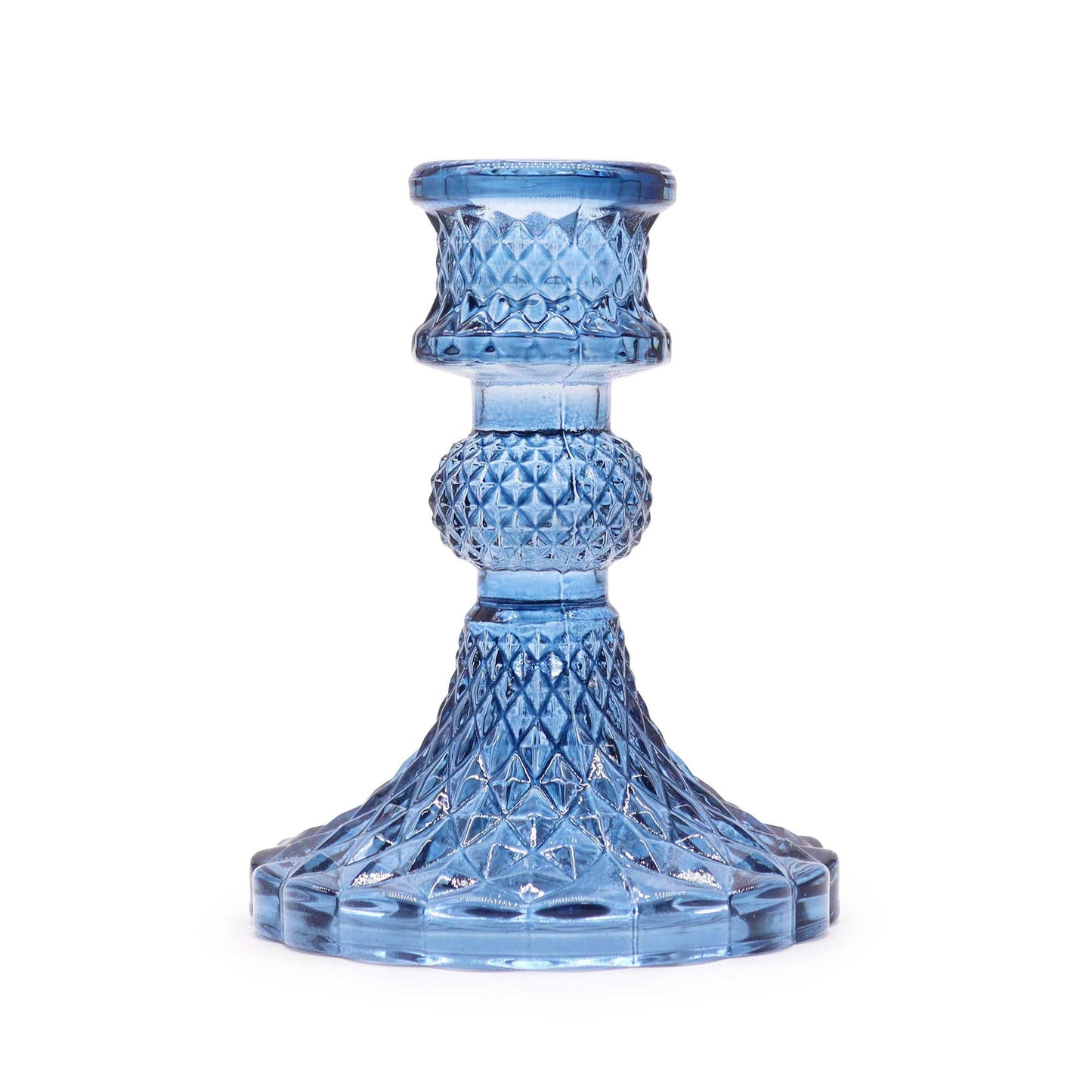 Polished Vintage Dinner Candle Holder - Royal Blue featuring natural patterning and unique variations - Positive Faith Hope Love