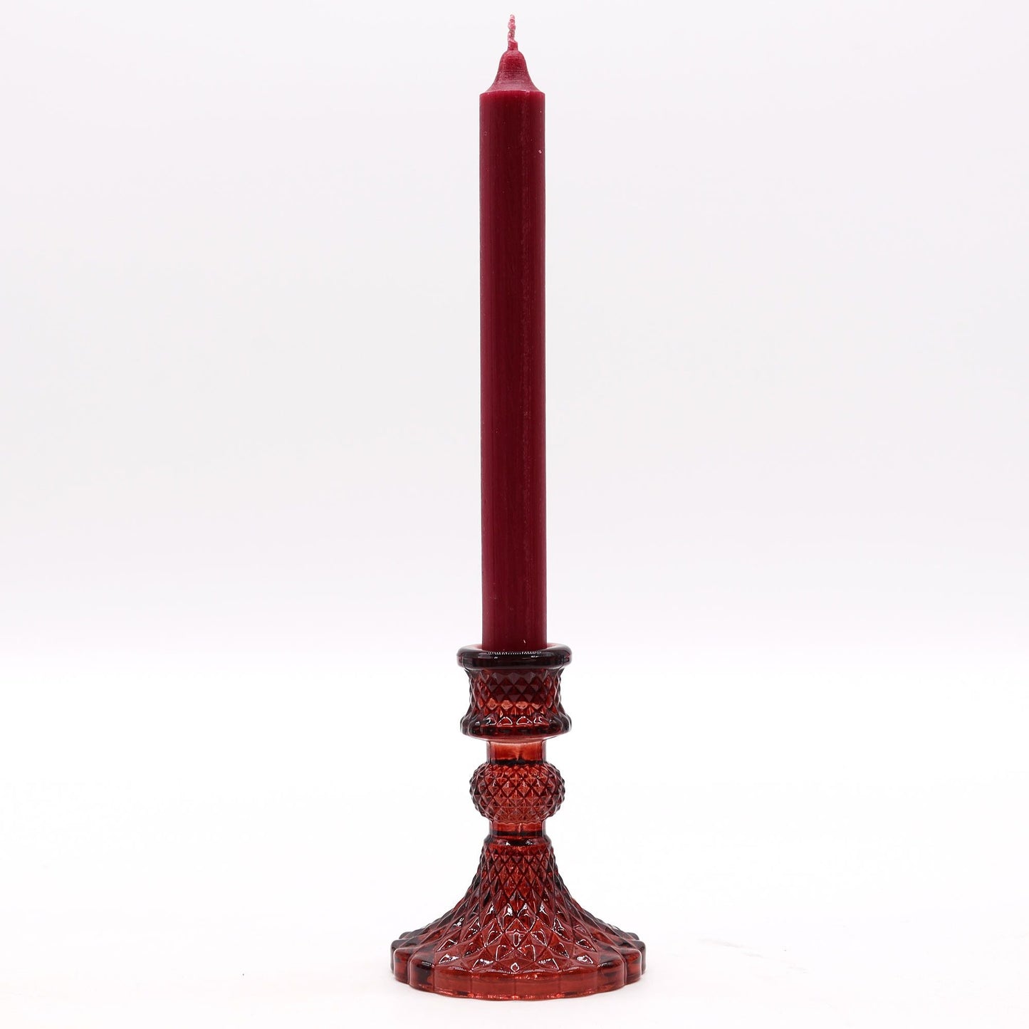 Polished Vintage Dinner Candle Holder Vampire Red featuring natural patterning and unique variations - Positive Faith Hope Love