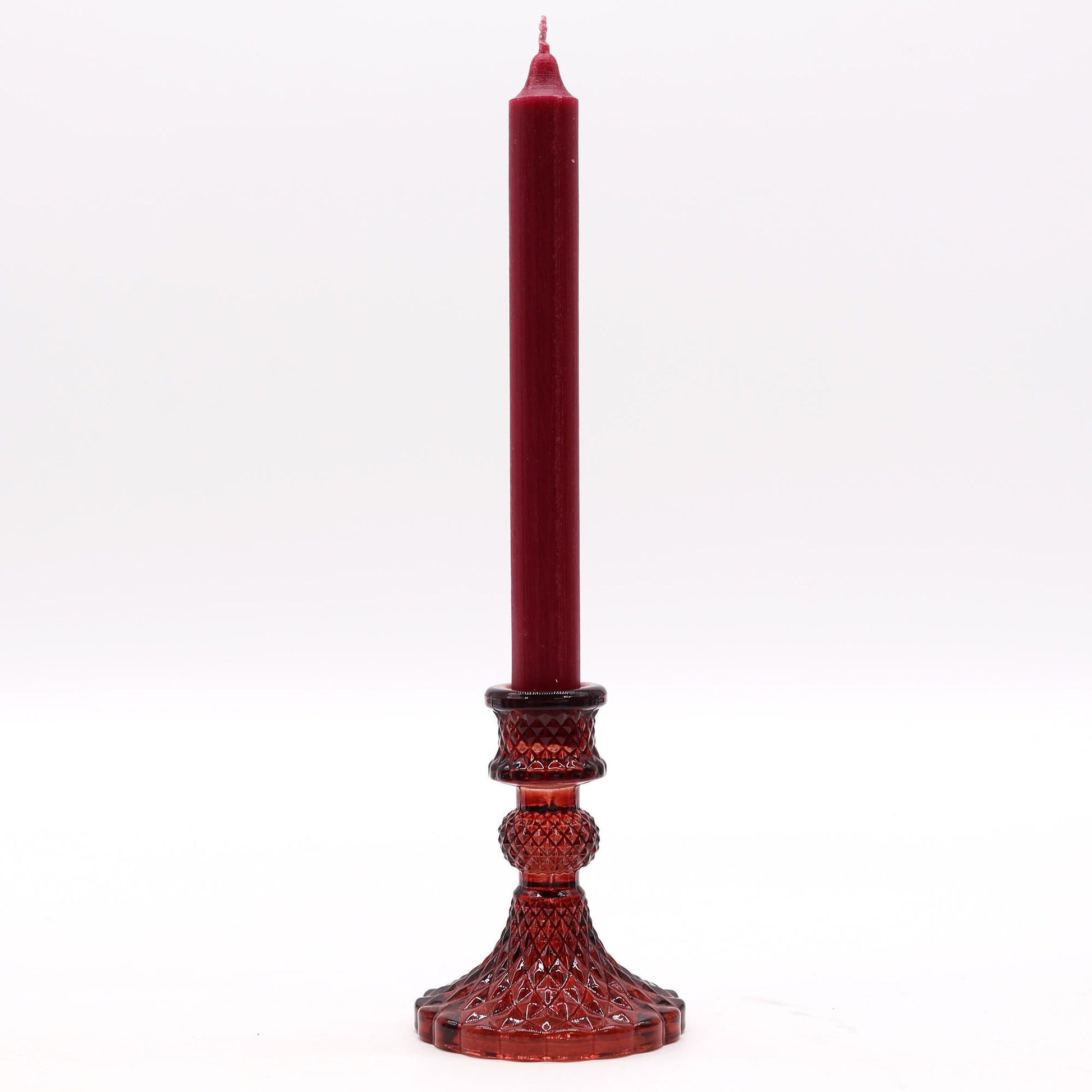 Polished Vintage Dinner Candle Holder Vampire Red featuring natural patterning and unique variations - Positive Faith Hope Love