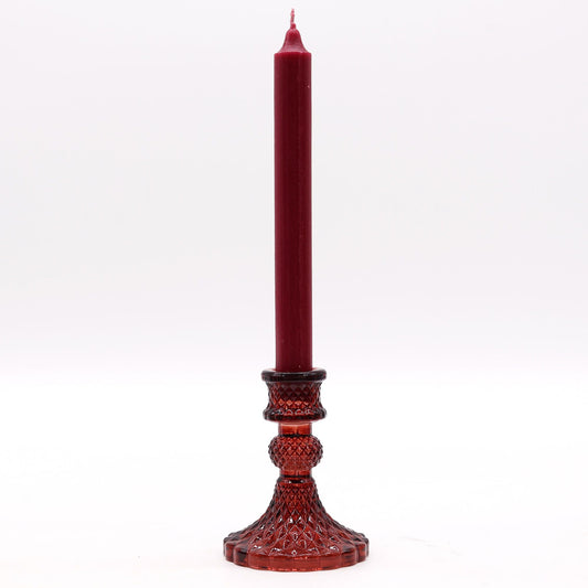 Polished Vintage Dinner Candle Holder Vampire Red featuring natural patterning and unique variations - Positive Faith Hope Love