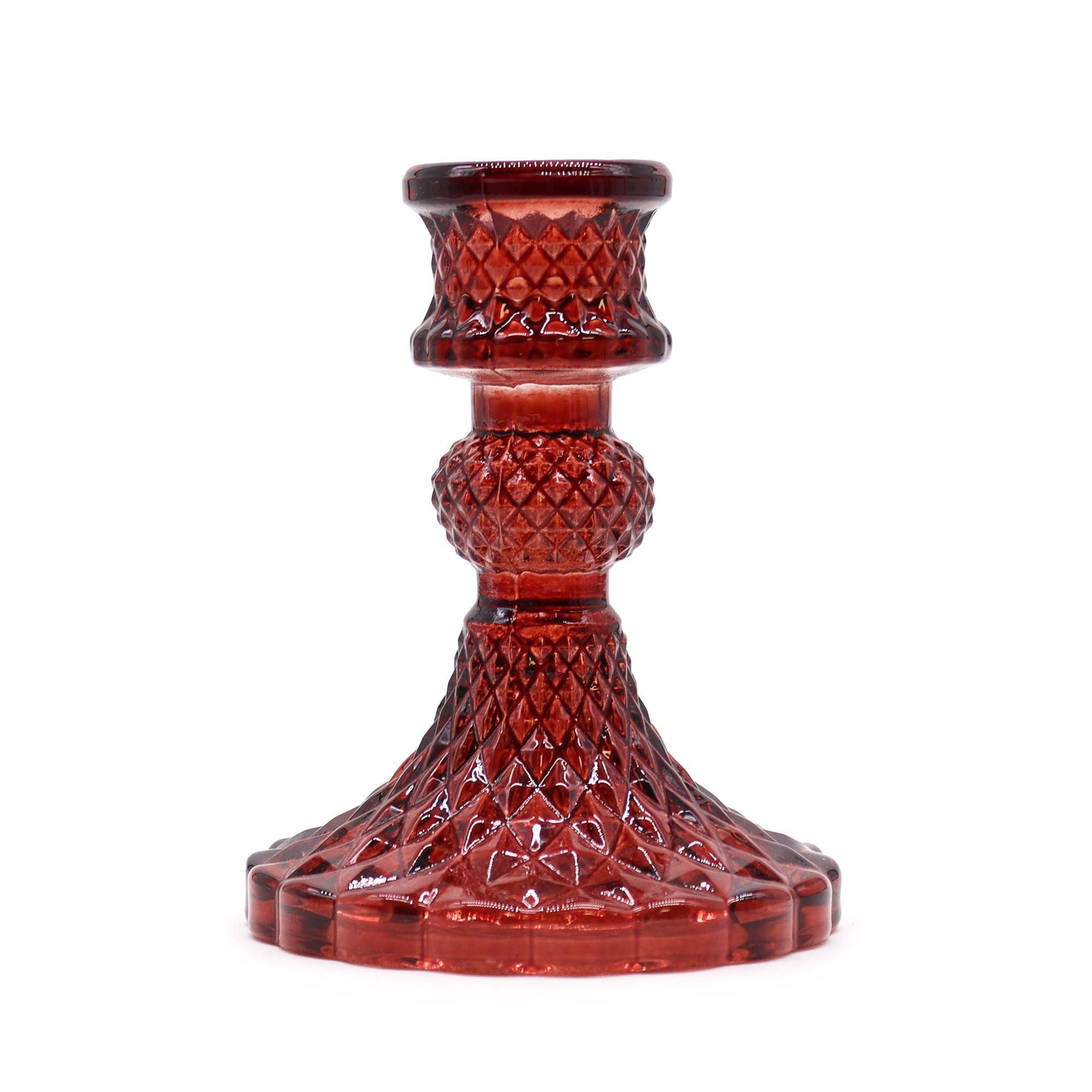 Polished Vintage Dinner Candle Holder - Vampire Red featuring natural patterning and unique variations - Positive Faith Hope Love