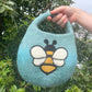 Polished Water Felted Bee Bag - One Handle with Magnet - Blue Green featuring natural patterning and unique variations - Positive Faith Hope Love
